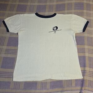 Vintage 70s European Health Spa Ringer T Shirt White body Building World Rare